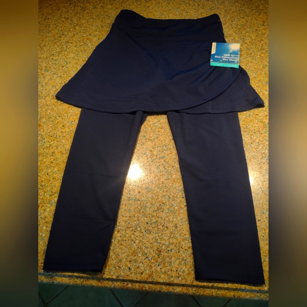 NWT Coolibar Kahula Skirted Swim Capris - Navy Size M